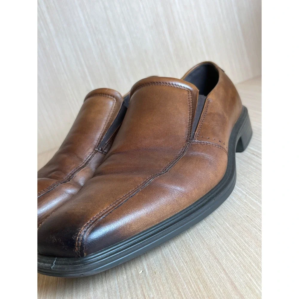 ECCO Brown Leather Slip On Loafers Dress Sophisticated Shoes EU 44 US 10-10.5